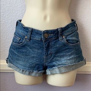 Blue Cuffed Denim Shorts